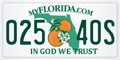 FL license plate 0254OS