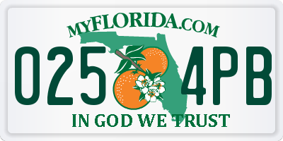 FL license plate 0254PB