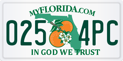 FL license plate 0254PC