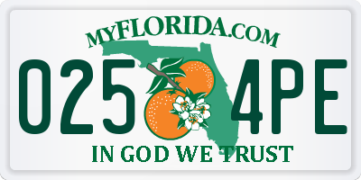 FL license plate 0254PE