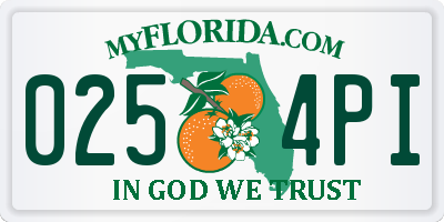 FL license plate 0254PI