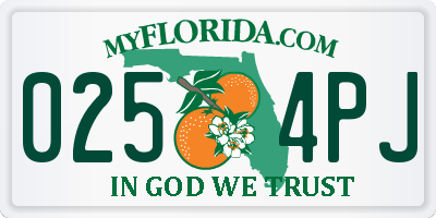 FL license plate 0254PJ