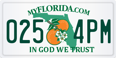 FL license plate 0254PM