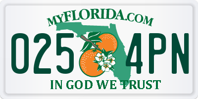 FL license plate 0254PN