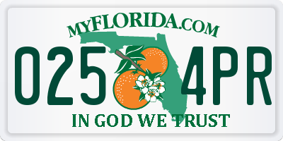 FL license plate 0254PR