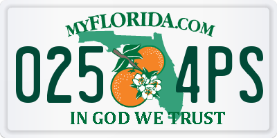 FL license plate 0254PS