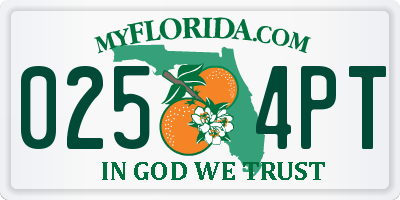 FL license plate 0254PT