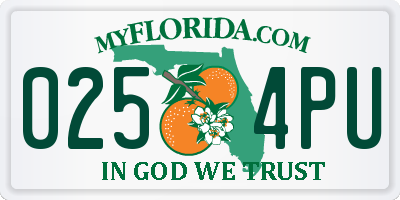 FL license plate 0254PU