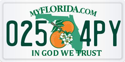 FL license plate 0254PY