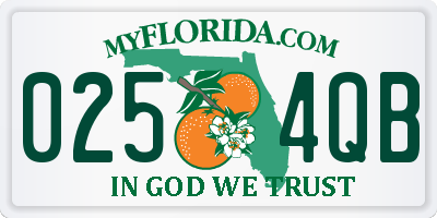 FL license plate 0254QB