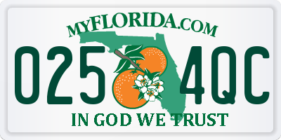 FL license plate 0254QC