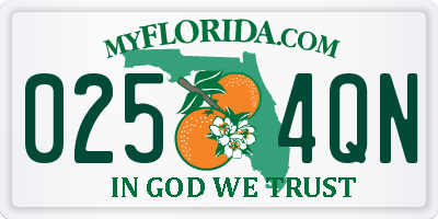 FL license plate 0254QN