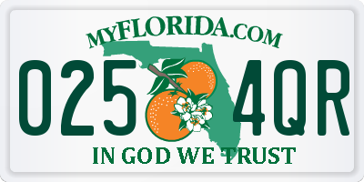 FL license plate 0254QR
