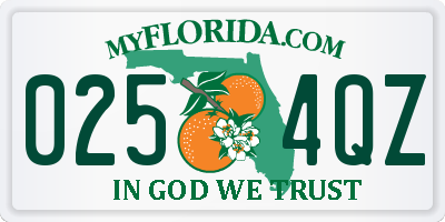 FL license plate 0254QZ