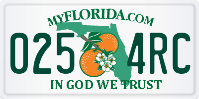 FL license plate 0254RC