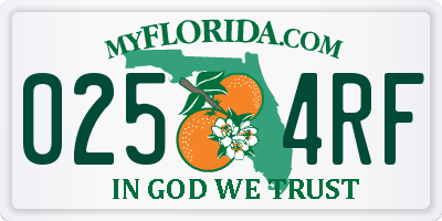 FL license plate 0254RF