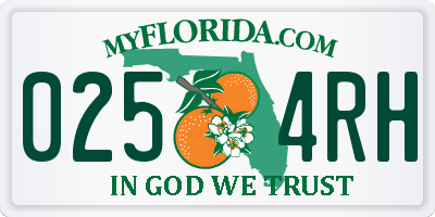 FL license plate 0254RH