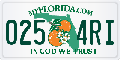 FL license plate 0254RI