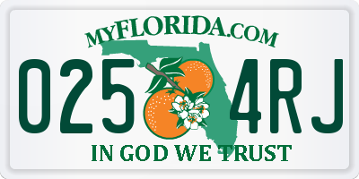 FL license plate 0254RJ