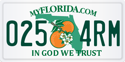 FL license plate 0254RM