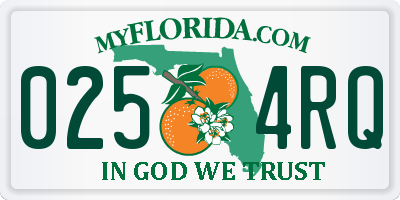 FL license plate 0254RQ