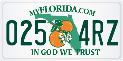 FL license plate 0254RZ
