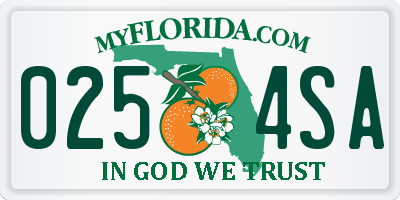 FL license plate 0254SA