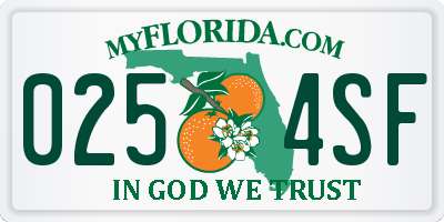FL license plate 0254SF