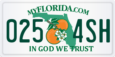 FL license plate 0254SH