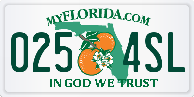 FL license plate 0254SL