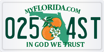 FL license plate 0254ST