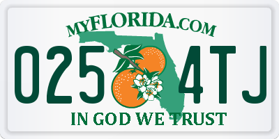 FL license plate 0254TJ