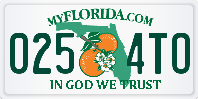 FL license plate 0254TO