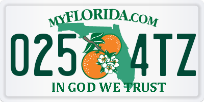 FL license plate 0254TZ