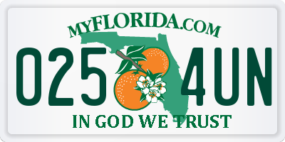 FL license plate 0254UN