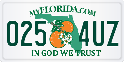 FL license plate 0254UZ