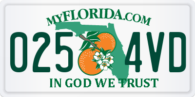 FL license plate 0254VD