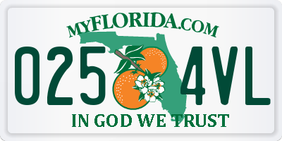 FL license plate 0254VL