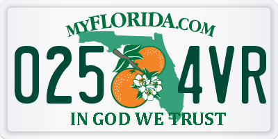 FL license plate 0254VR
