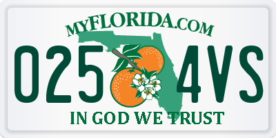 FL license plate 0254VS