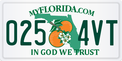 FL license plate 0254VT
