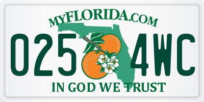 FL license plate 0254WC