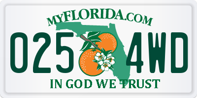 FL license plate 0254WD