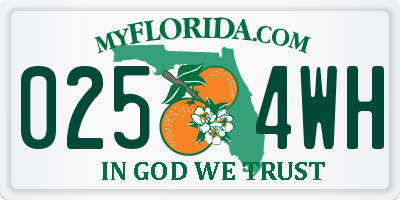FL license plate 0254WH