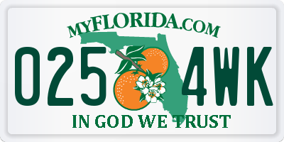 FL license plate 0254WK