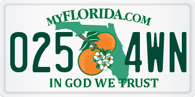 FL license plate 0254WN
