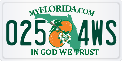 FL license plate 0254WS