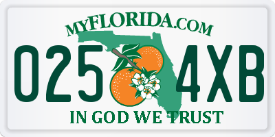 FL license plate 0254XB