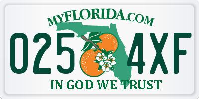 FL license plate 0254XF