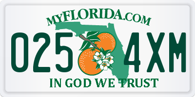 FL license plate 0254XM